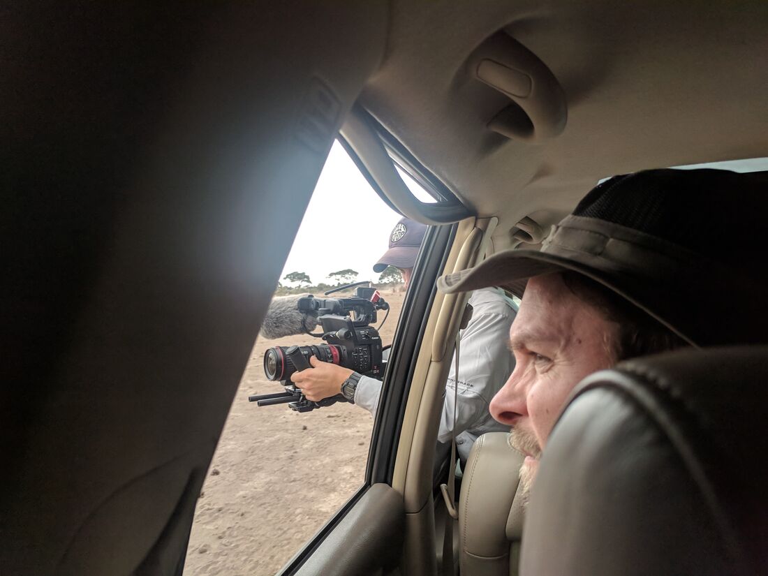 Filming from vehicle on location